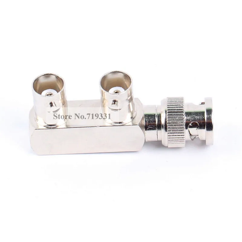 1pce BNC male plug to two BNC jack female F type adapter connector splitter 1M2F 