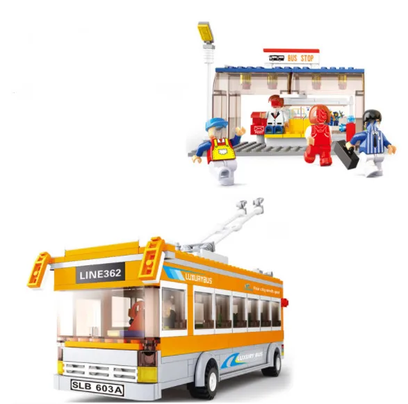 SLUBAN 0332 Trolley buses 457 pcs 3D Construction Brick DIY building blocks sets for child's toy Christmas Gift DIY Toys SLUBAN 0332 Trolley buses 457 pcs 3D Construction Brick DIY building blocks sets for child's toy Christmas Gift DIY Toys