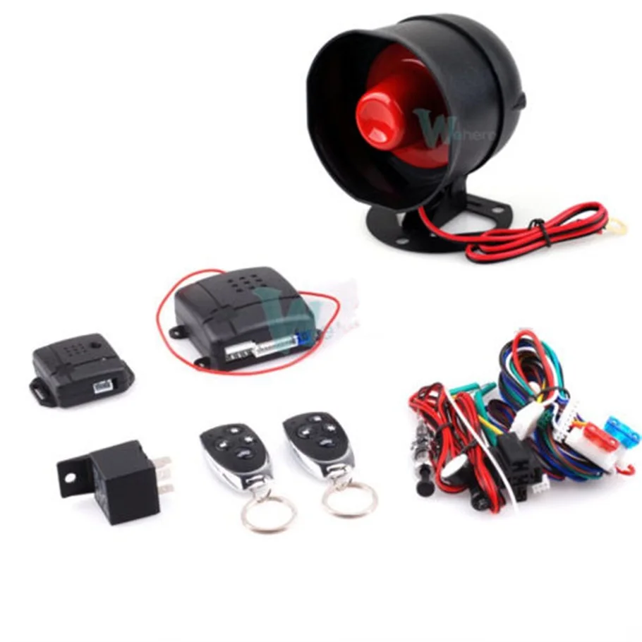 Universal One-Way Car Alarm Vehicle System Protection Security System Keyless Entry Siren with 2 Remote Control Burglar