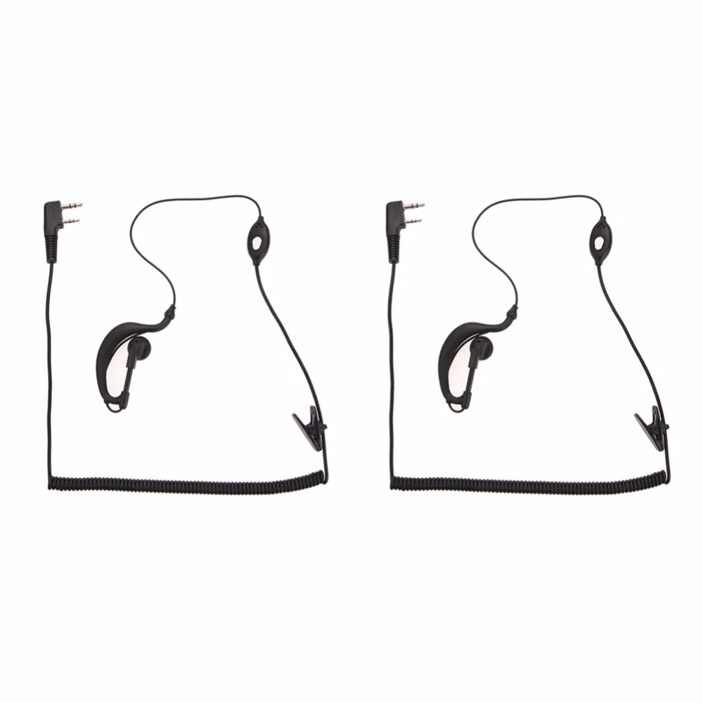 2Pcs 2 PIN Earpiece Mic Headset Ear Hook Walkie Talkie Earphone with Microphone for BAOFENG UV5R 888S KENWOOD QUANSHENG