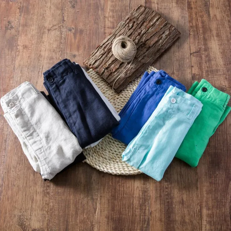 Шорты мужские повседневные модные пляжные из 100% льна летние|shorts casual mens|linen shorts