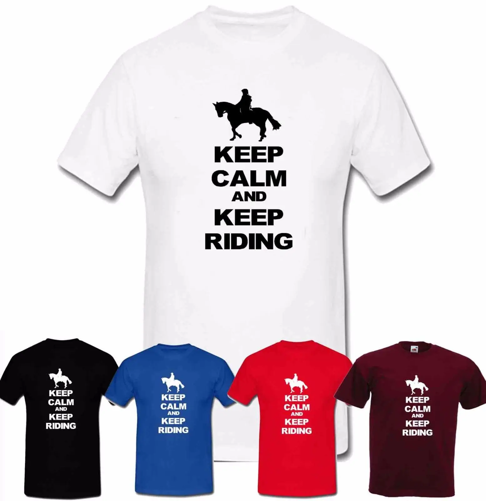 

Keep calm & keep riding horse animal t shirt jockey cool tee kids/adult clothing New T Shirts Funny Tops free shipping