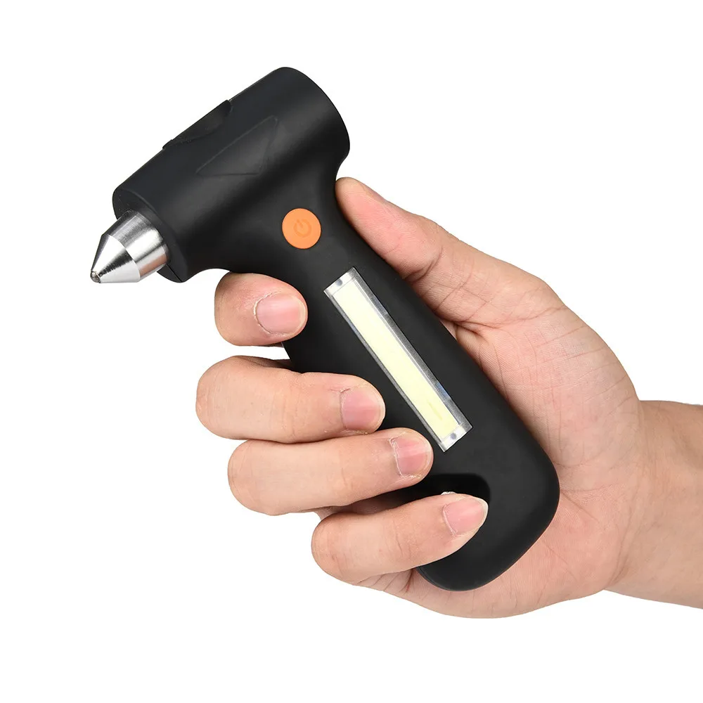 

New 2018 High Quality USB Charge Q5+COB LED Flashlight Escape Hammer XML Torch Lamp Drop Shipping