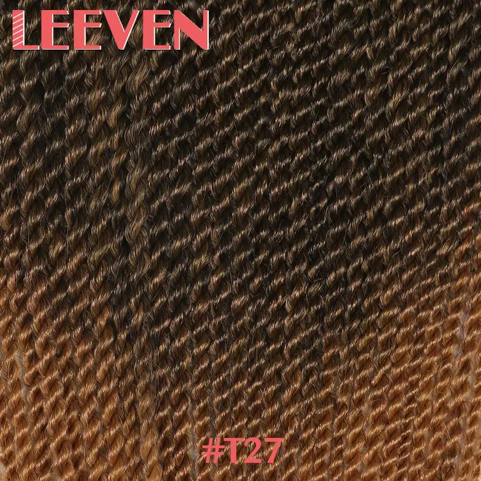 Leeven 14 18 22 дюйма 30strands Сенегальский крутить Ombre плетение синтетических волос крючком косы Высокая Температура волокно - Цвет: T1B/27