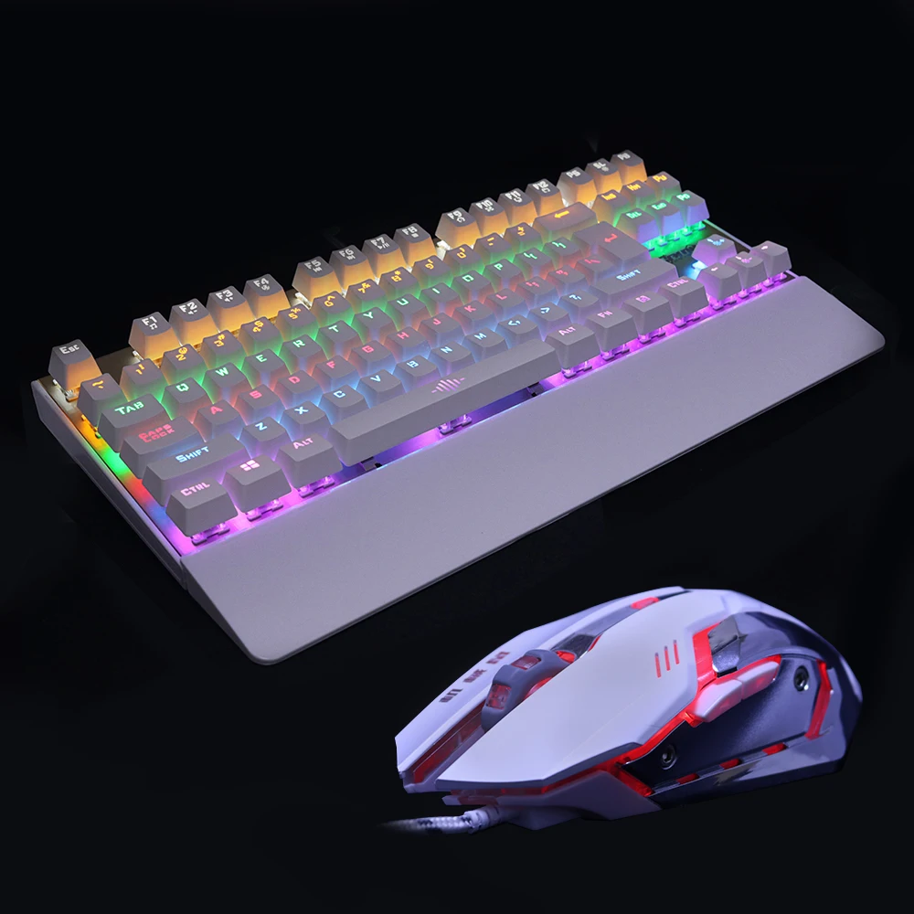 Gaming Mechanical keyboard mouse combo Backlit LED led Anti-ghosting Luminous+ gaming mouse 6 butto