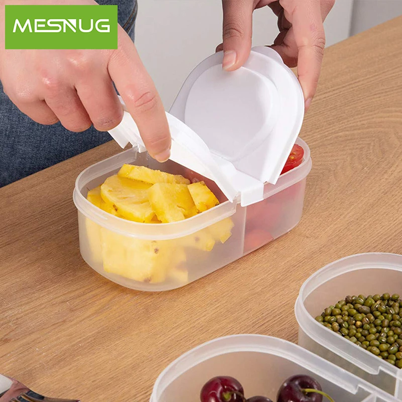

MESNUG Double Grid Plastic Food Containers With Lid Stackable Sealed Refrigerator Storage Bin Quality Kitchen Box Organizer