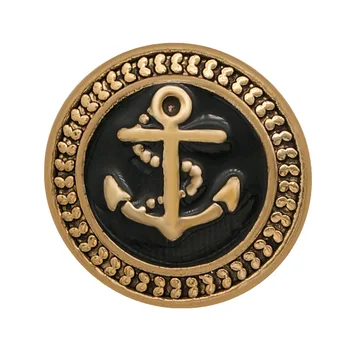 

KZ3281New Fashion Round Golden Anchor pattern metal 18mm snap buttons fit 18mm snap jewelry wholesale