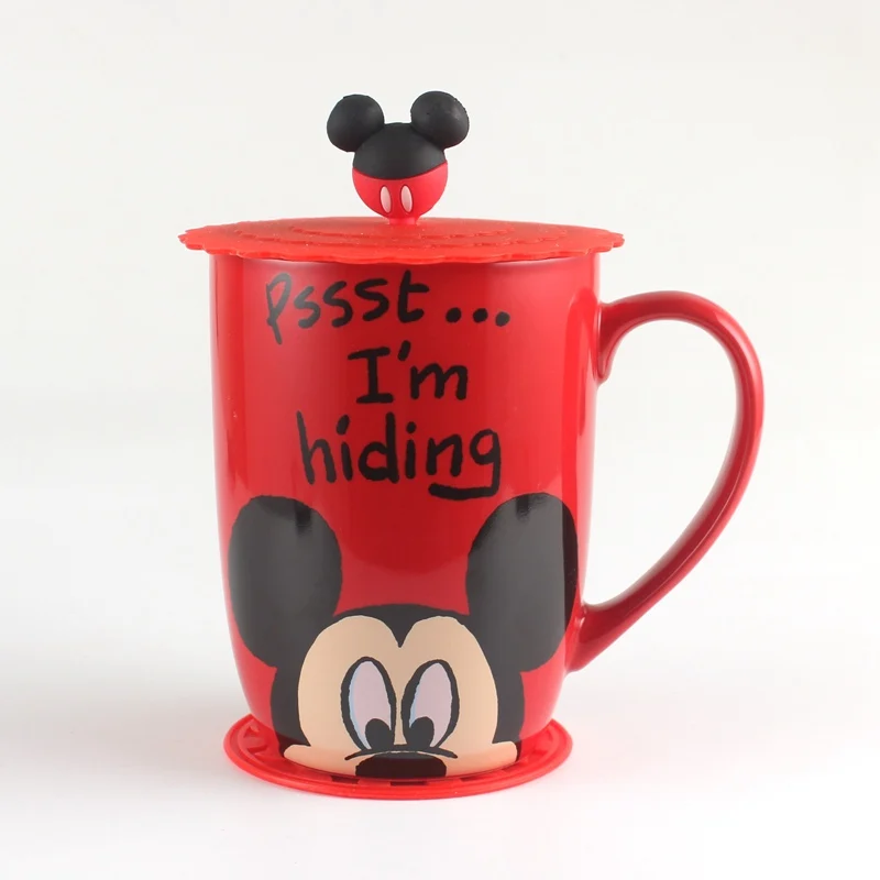 1 шт 500 мл Микки и Минни керамическая кофейная кружка с кошачьими ушками фигурка медведя молоко чашки Посуда для напитков день рождения подарки на Рождество - Цвет: Mickey Cup lid