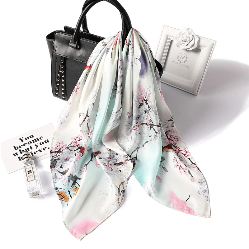 

Square Modish Silk Scarf Women Floral Print Bag Scarfs Foulard Scarf Head Hair Scarves Office Handkerchief for Ladies