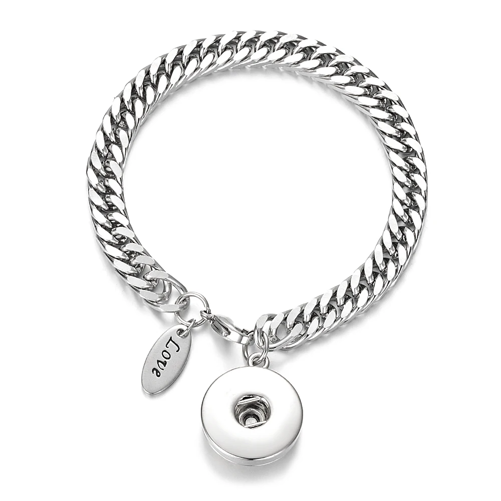 Stainless Steel Bracelet With Ginger Snap Button Charms Jewelry fit 18mm Button NN-667