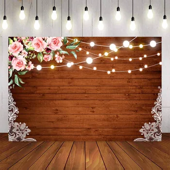 

Photography Backdrop Rustic Wedding Glitter Wood Flower Party Background Custom Banner Photo Studio Backdrop Photo Prop