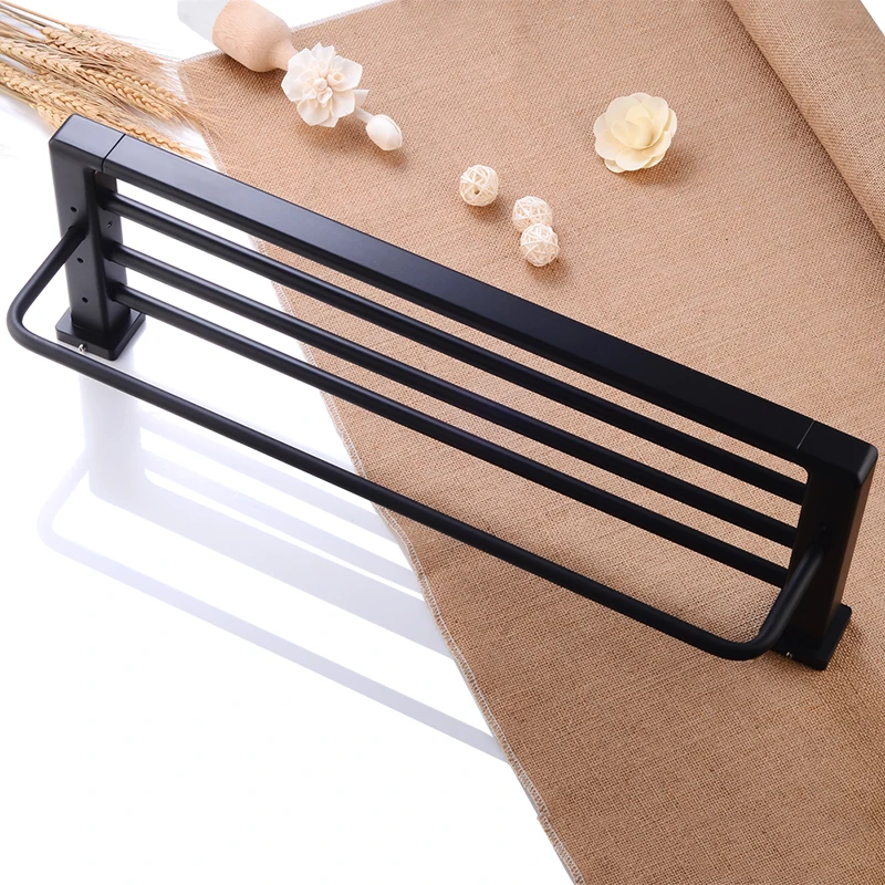 Bathroom Towel Rack Holder Wall Mounted Black Towel Bar Single Aluminum Towel Rail Hanger Rack Bathroom Shelf Shower Organizer Bathroom Towel Rack Holder Wall Mounted Black Towel Bar Single Aluminum Towel Rail Hanger Rack Bathroom Shelf Shower Organizer