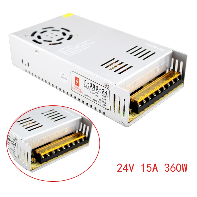 

Switching Power Supply 24V 15A 360W AC 110V 220V To 24V Power Supply Unit AC DC 24 V Led Trafo Driver Transformer For Led Strip