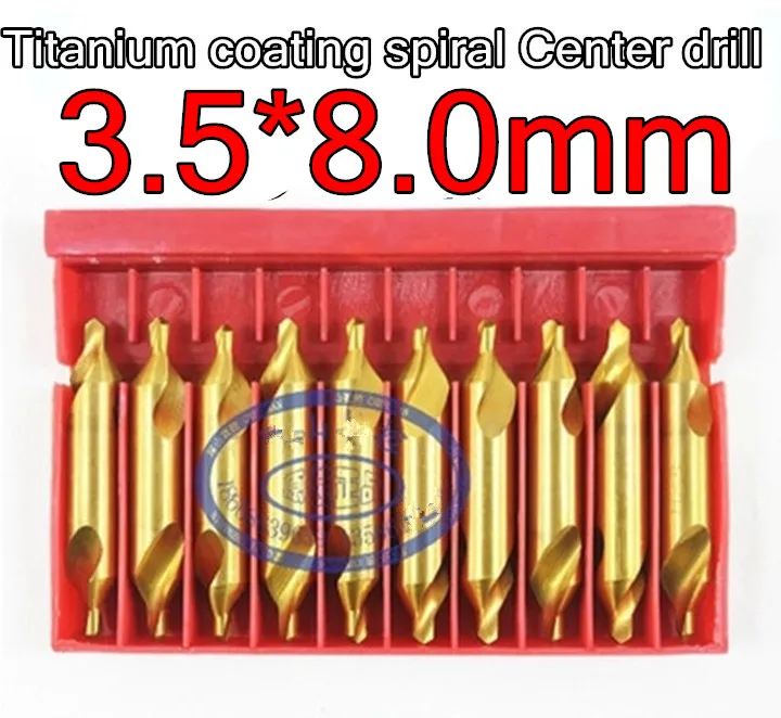 

3.5*8.0mm petiole 10pcs/set HSS 60 degrees High quality Titanium coating Spiral Groove Center drill Free shipping