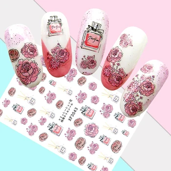 

Stickers For Nails Manicure Peony Flower Coconut Perfume Nail Sticker DIY Girl Decals Nail Accessories Japanese Nail Art