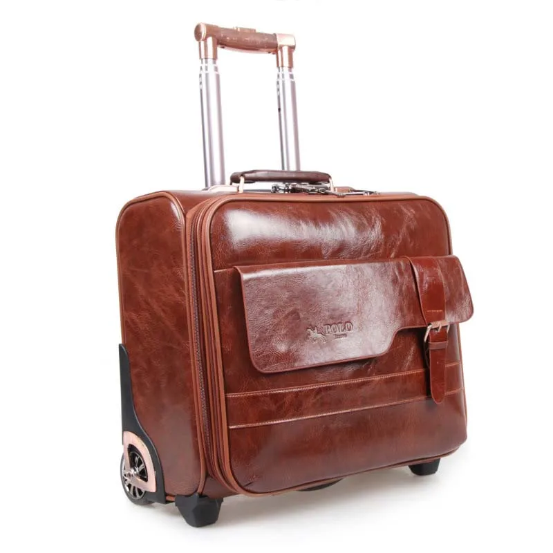 LeTrend Brown Retro Rolling Luggage Spinner 16 inch Men Business Cabin