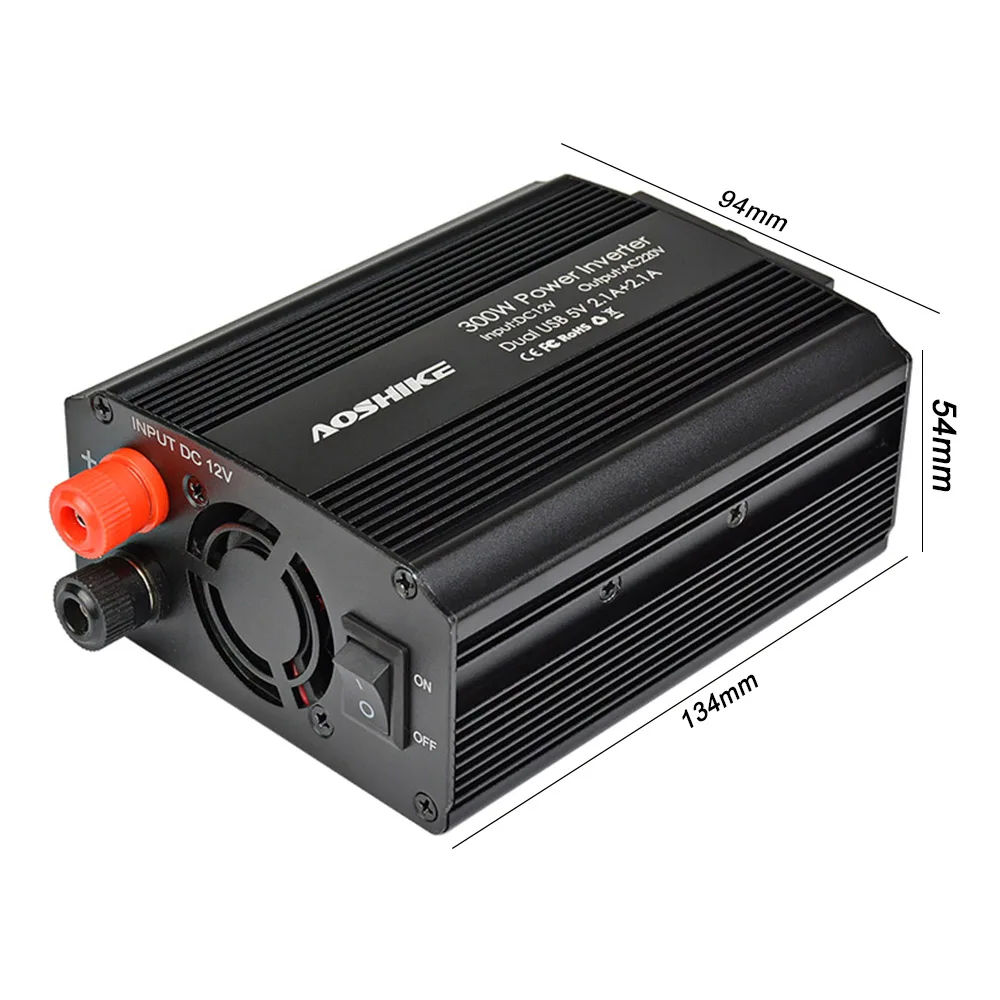 AOSHIKE Dual USB 4.2A inversor 12v 220v 300W 500W UE inversor de corriente de coche 12V a 220V tran