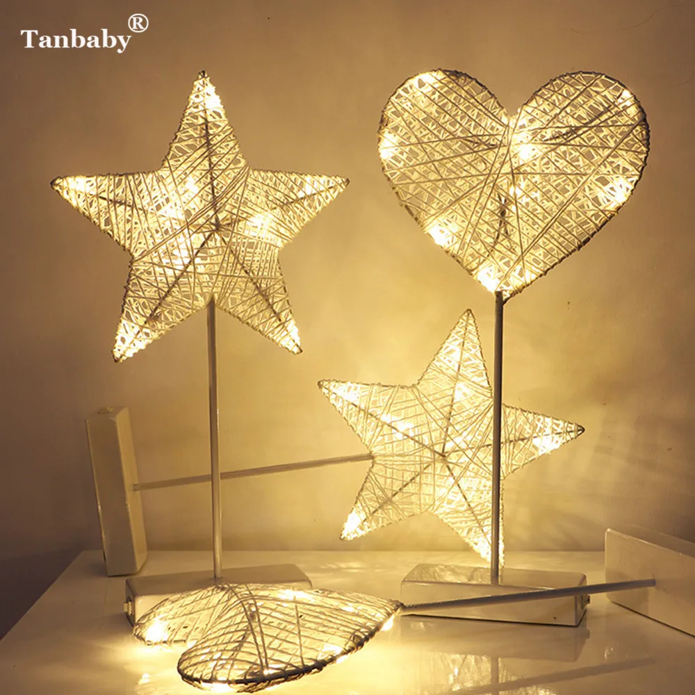 Tanbaby 40CM Star Heart Love Shape Grass Rattan Woven LED ...