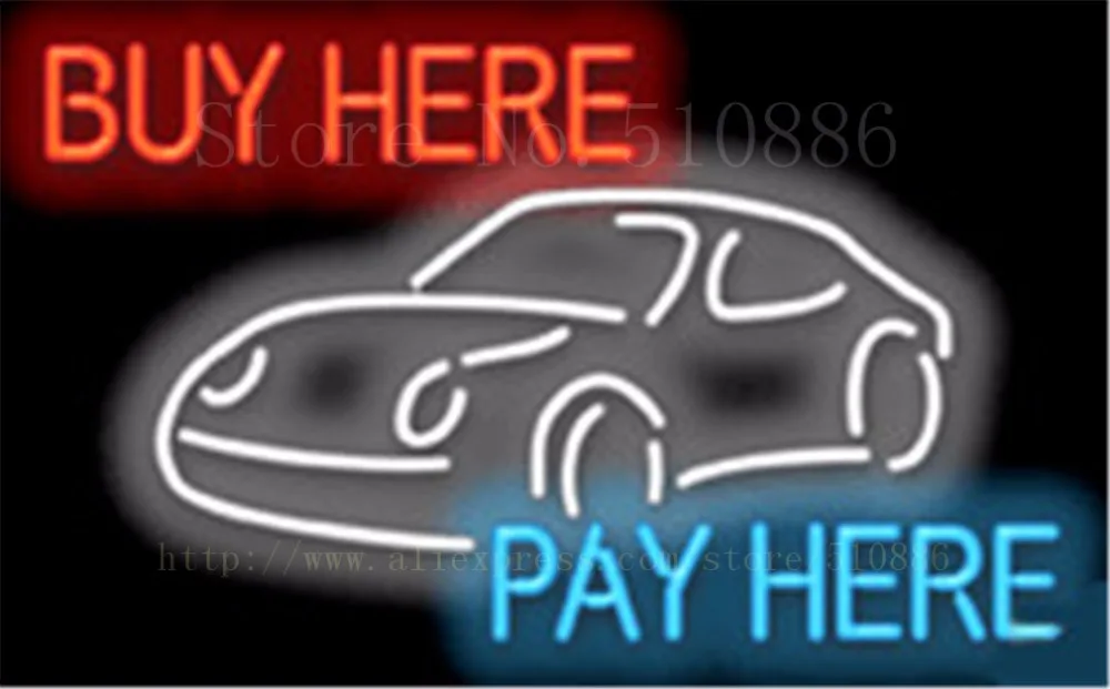 Buy Here Pay Here with Graphic Auto Car Repair Real Tube Car neon sign