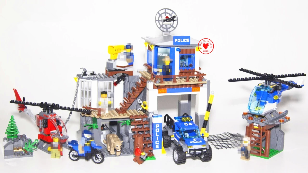

New city Mountain Police Headquater fit legoings swat city figures Gift Kid Model Building Blocks Bricks diy Toys boy