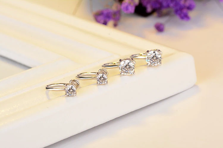 Модные серебряные серьги-клипсы с кристаллами CZ для женщин, ювелирные изделия для свадебной вечеринки, маленькие серьги-клипсы