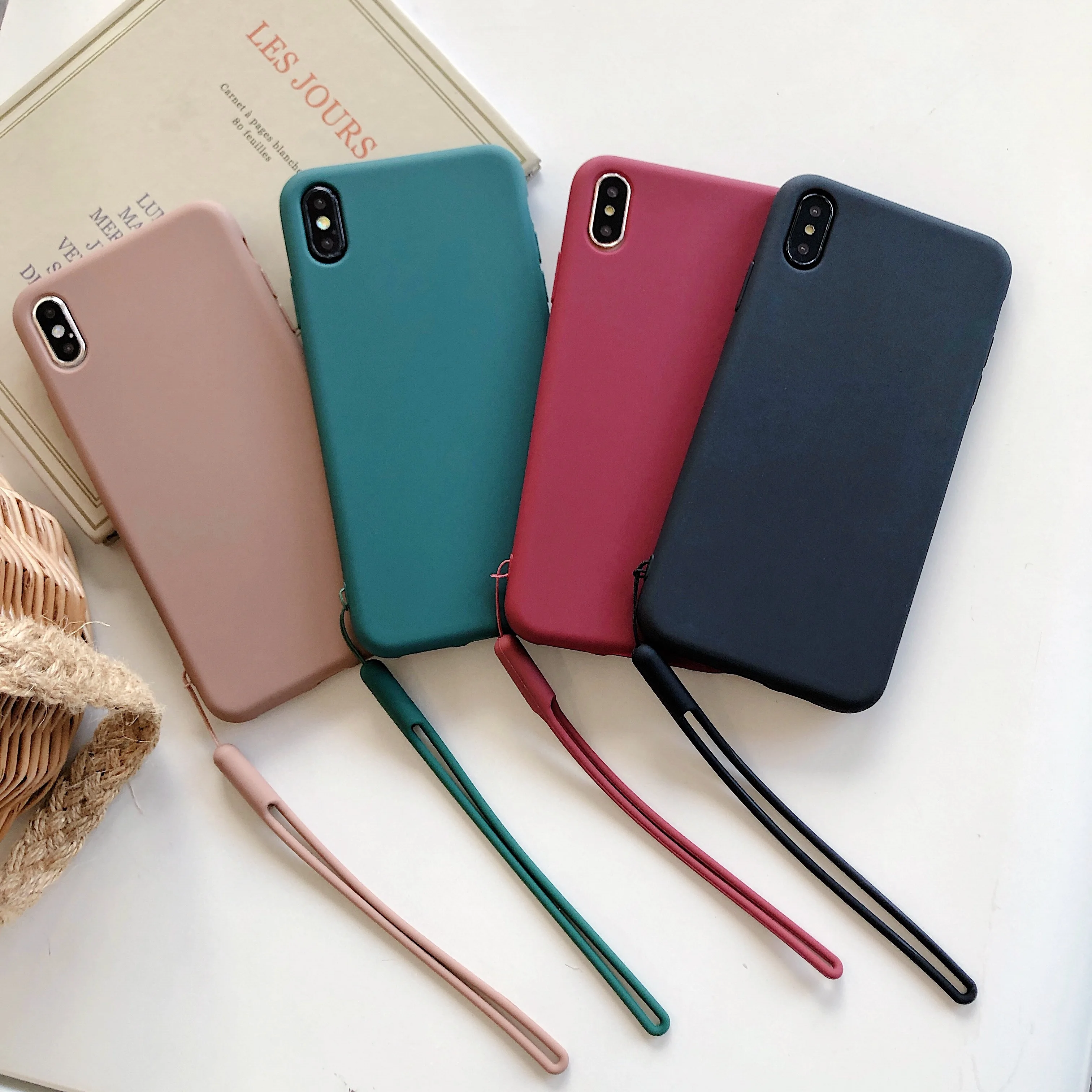 

Solid Color Soft Back Matte Phone Cases For Iphone 6 7 8 Plus X XS XS MAX XR Shockproof TPU Silicone Cover Capa