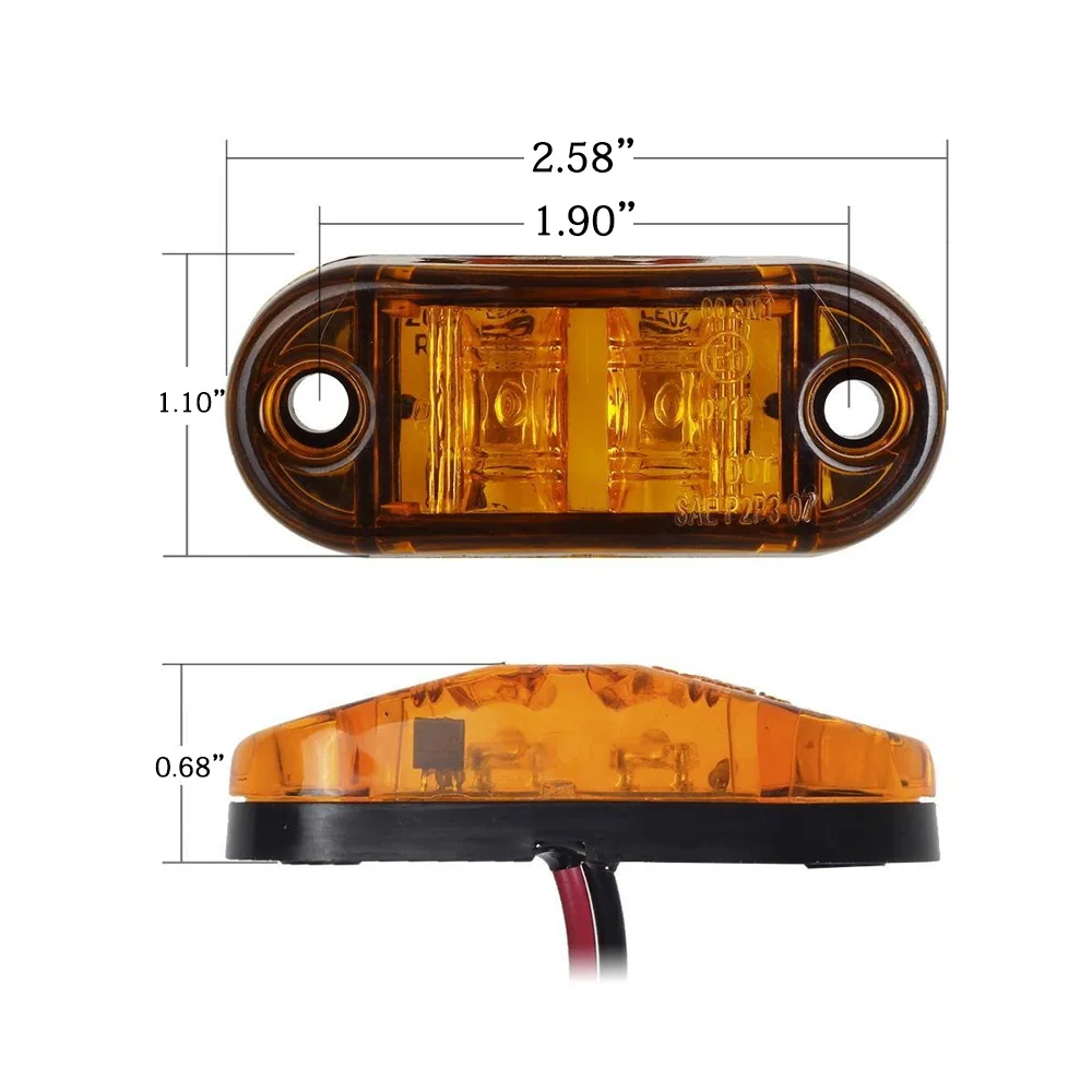 2 шт./1 шт. 12 В светодиодный боковой маркер автомобильные Внешние Предупреждение ющий задний светильник автомобильный автобус 24 В Светодиодный индикатор для прицепа грузовика