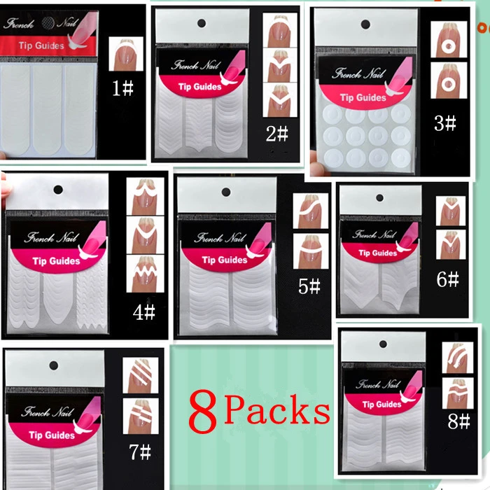 

Biutee 8Packs Nails Sticker Nail Art Decals French Manicure Form Fringe Tips Guide DIY Styling Beauty Tools
