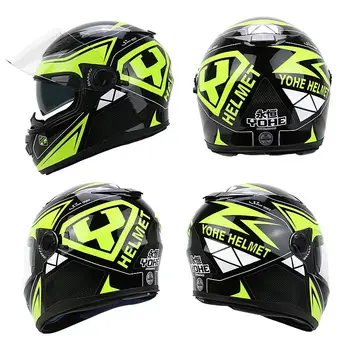 

2018 Winter Warm YOHE Double lens Motorcycle Racing Helmet YH-970 Full Face Motorbike Helmets of ABS / PC Lens Visor wiht scarf