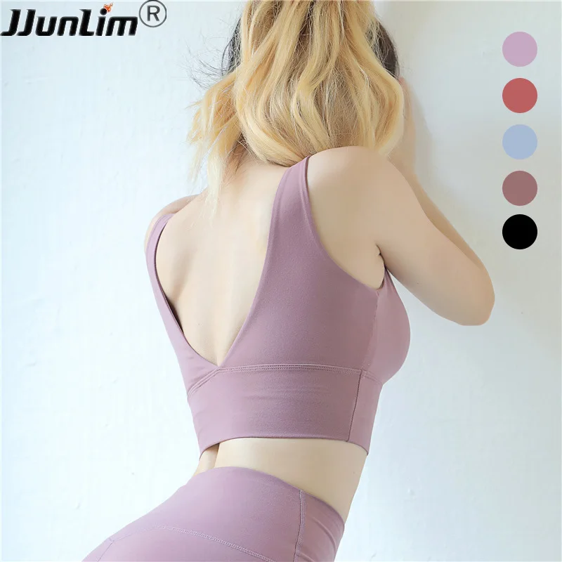 

Sports Bra Women Deep-V Backless Fitness Top Bra Padded Yoga Bra Workout Gym Top Seamless Push Up Running Bra Tank TOP Yoga Vest
