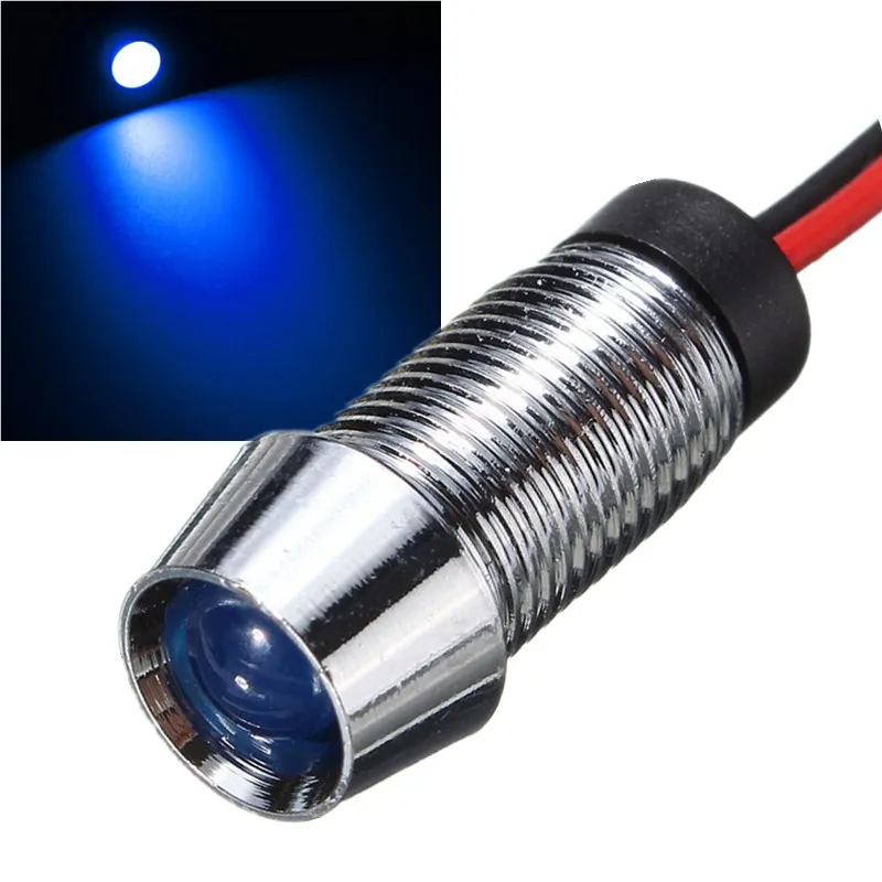 SMUXI 8 мм панель светодиодного индикатора предупреждающий светильник 12 В лампа приборной панели лампа синий зеленый красный белый желтый светильник - Цвет: Синий