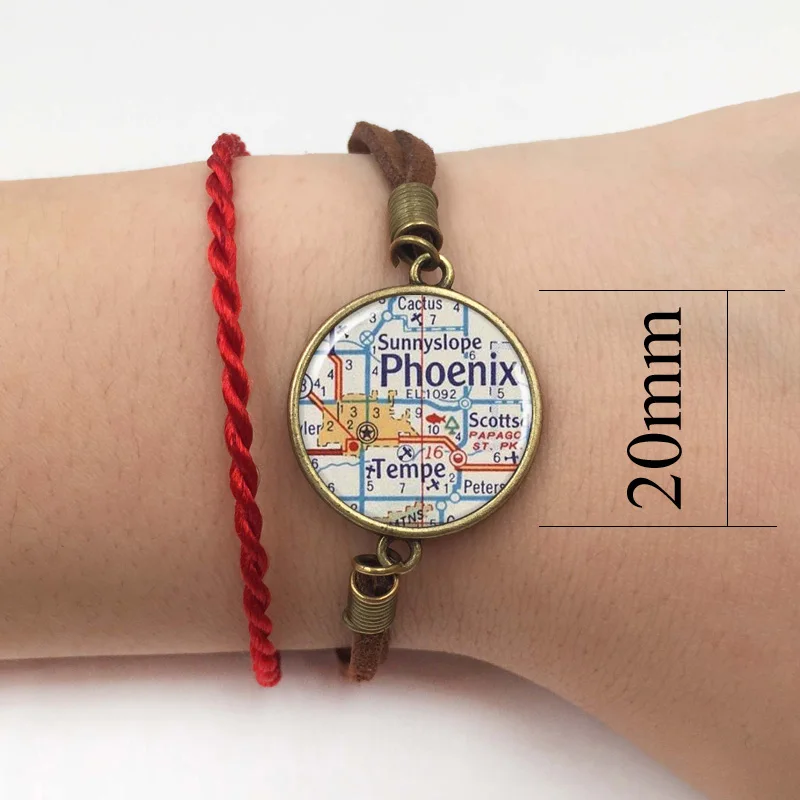 Phoenix Map Necklace Resin Charm Round Silver Color Map Charm Pendant Charm Phoenix Arizona Map Jewelry