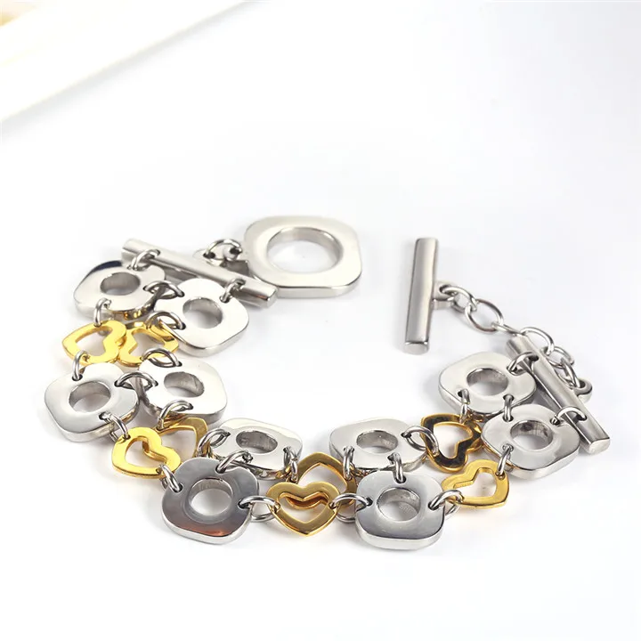 OUFEI Stainless Steel Jewelry Woman Vogue Chain Link Bracelets Bangles Charm Best Friend Bracelet Jewelry Accessories - Окраска металла: Gold color