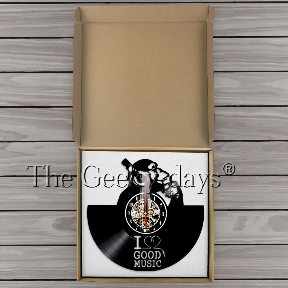 Chimp Thinker Monkey Gorilla 3D настенные часы для наушников виниловые с надписью I Love Good Music