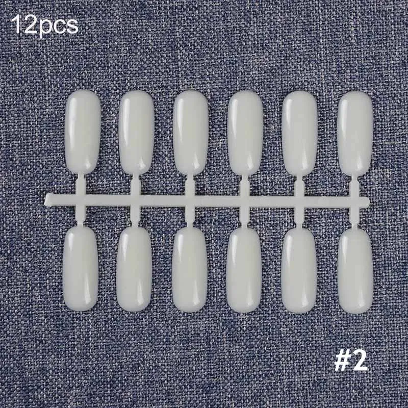 12PCS Накладные кончики для ногтей круглый натуральный чистый черный палец полная карта дизайн ногтей Дисплей Практика лак все для маникюра - Цвет: 12PCS