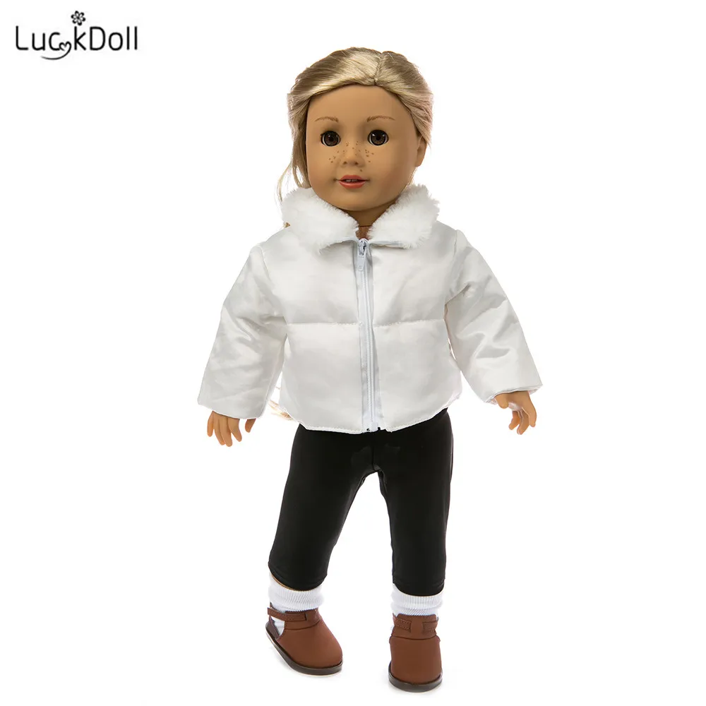 

LUCKDOLL White Cotton Jacket Fit 18 Inch American Doll Clothes Accessories,Girls Toys,Generation,Birthday Gift