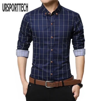 

Mens Plaid Shirt 100% Cotton 2019 Spring Autumn Casual Long Sleeve Shirt Soft Comfort Slim Fit Styles Brand Man Clothes M-5XL