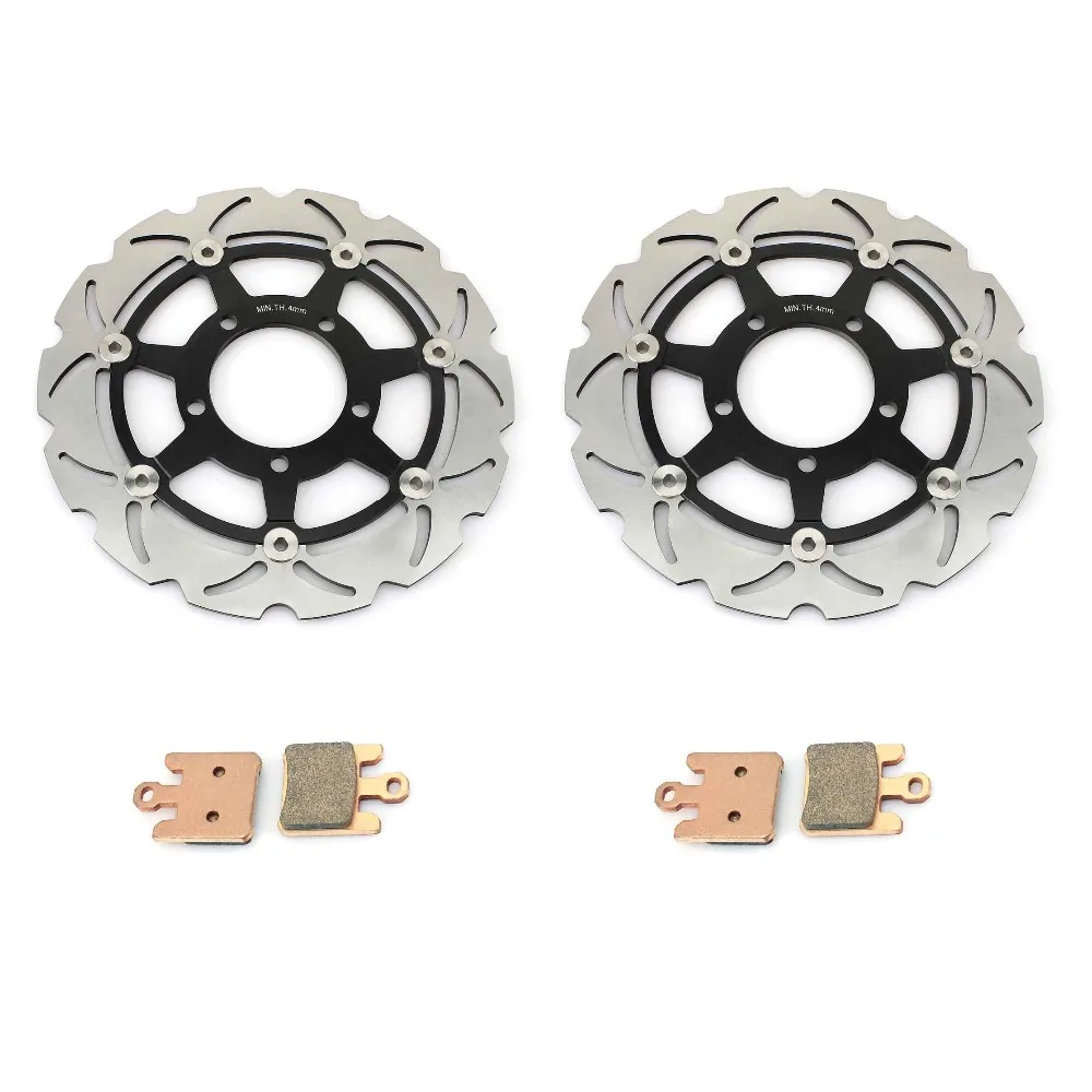 BIKINGBOY Pair Front Brake Discs Disks Rotors Brake Pads Wave Set for