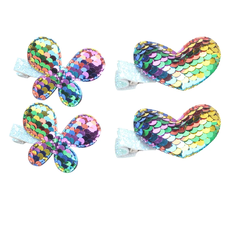 

Baby Girls Hair Accessories Sequins butterfly heart Barrettes Glitter Hair clips Fabric Padded Patches Hairpin for Kids Children