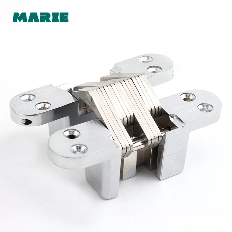 A Pair Of Small Size Cross Concealed Hinge Bright Chrome Zinc Alloy Suitable for Door