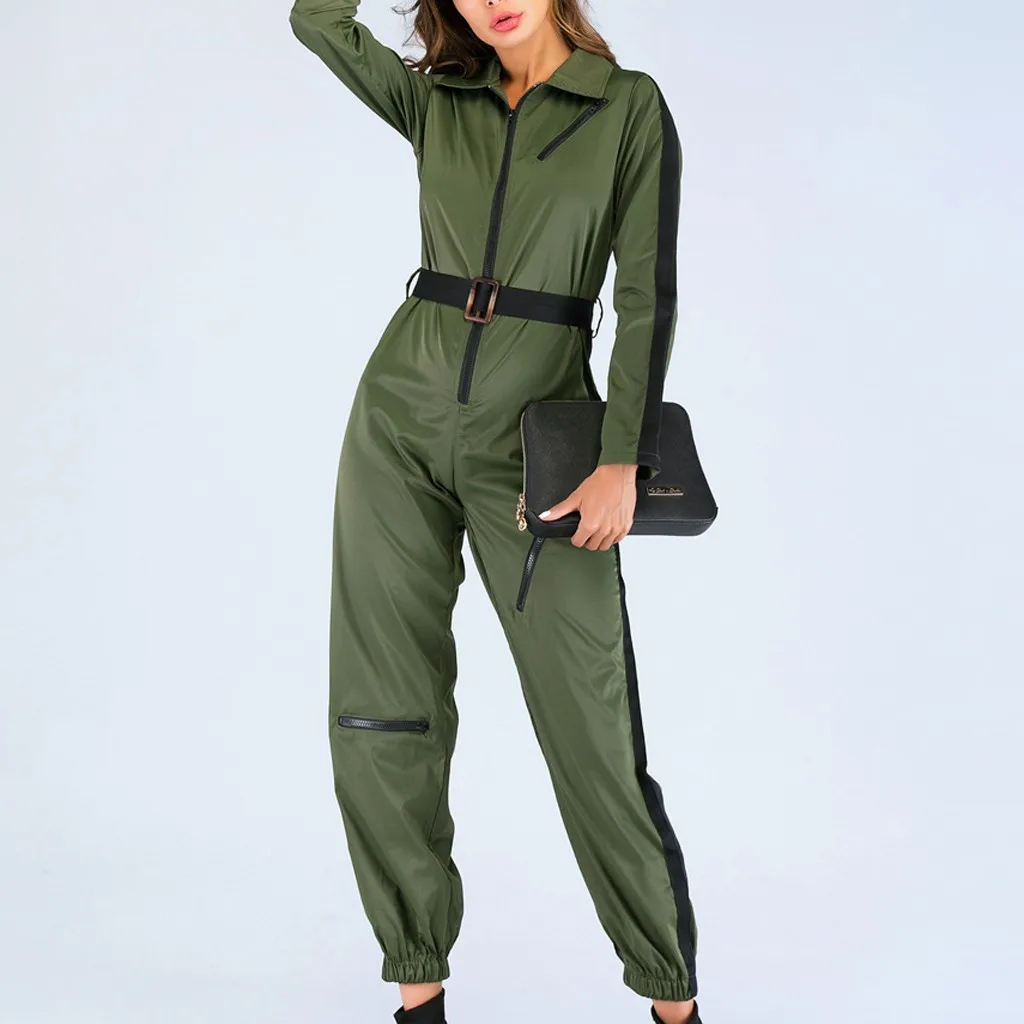 

jumpsuit women 2019 New Style Women Casual Hoodie bodysuit Long Sleeve Solid Zipper Jumpsiut Romper Long Sleeve mono mujer #FO