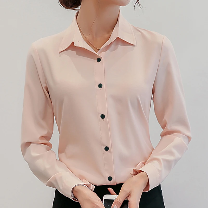 

Women Blouses Early Autumn Elegant Long Sleeve Blouse Shirt Turn Down Collar Chiffon Blouse Office Shirts Blusas Camisa Tops #6