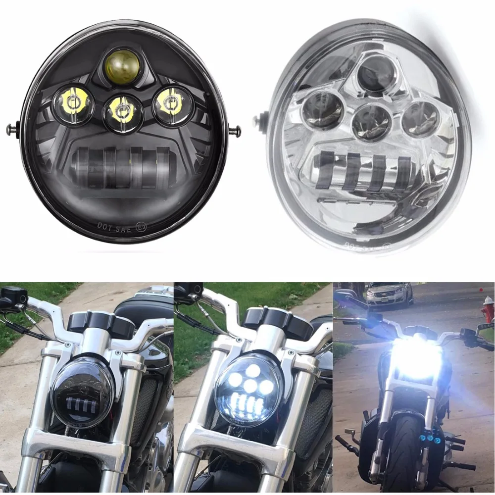 Suparee Wholesale 60W Black Silver LED Headlight For Daymaker Harley