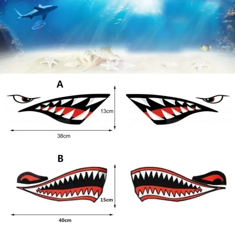 2 Pairs Shark Stickers Reflective Decals for Kayak Fishing Boat Car Truck Window Wall Easy to Apply Scuba Diving Snorkeling Swim
