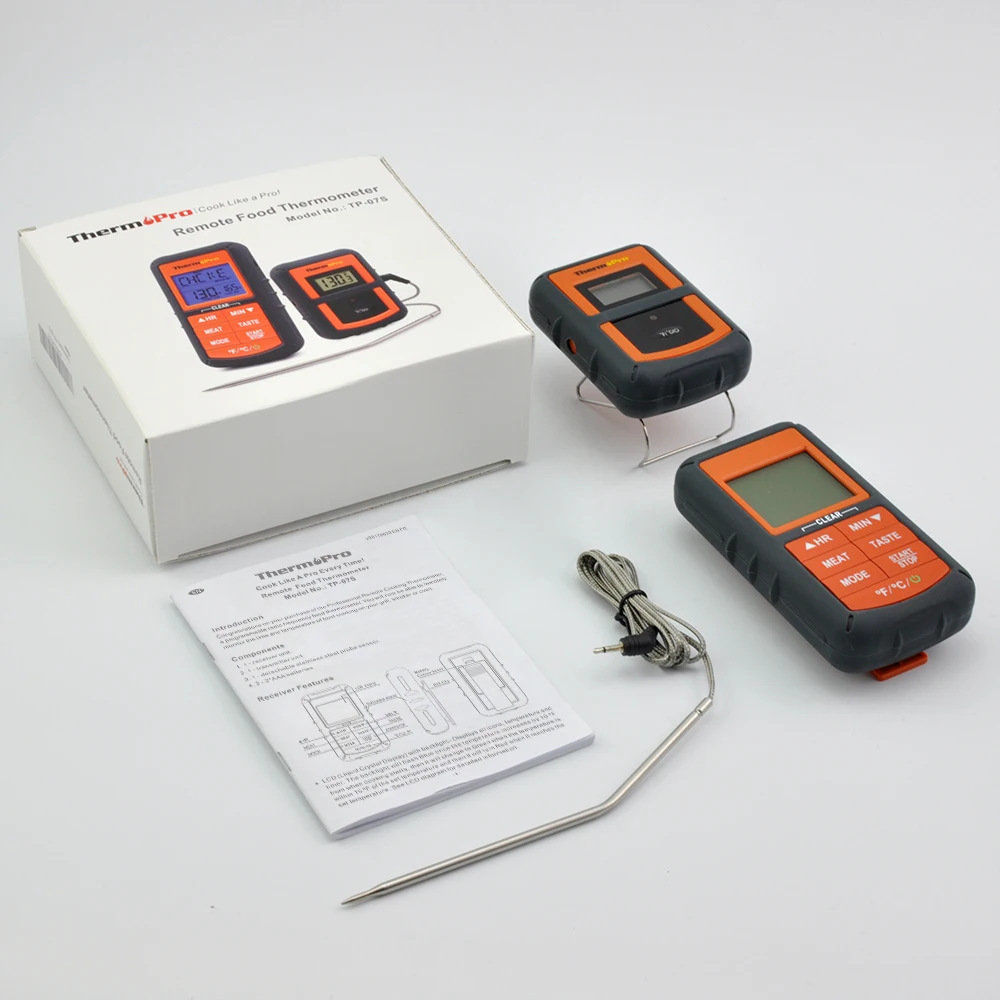 ThermoPro TP-07S беспроводной дистанционный Цифровой Кухонный Термометр для приготовления пищи, мяса с зондом для барбекю, курильщика, гриля