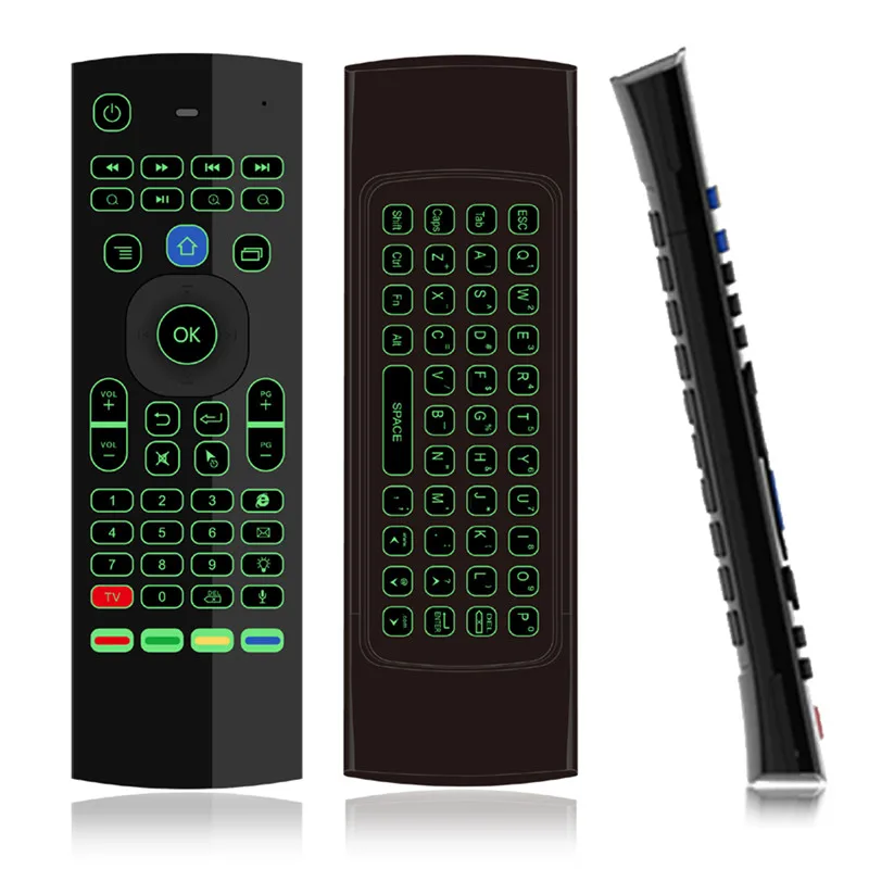 T3MC Voice Remote Control Fly Air Mouse T3 MX3 2 4G мини беспроводная клавиатура 7 цветов с подсветкой