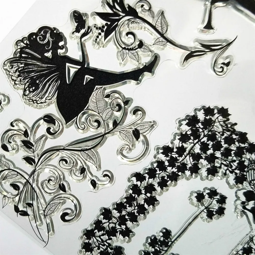 Silicone Flower Fairy Silicone Clear Stamp Seal Stamper Scrapbooking Diary Card Craft