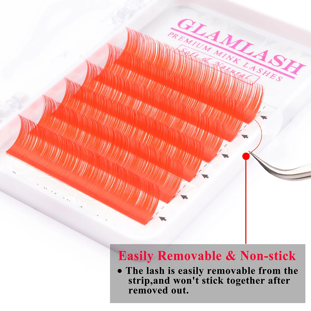 GLAMLASH CD Curl Натуральные Цветные накладные ресницы человека Расширение норки красный коричневый темно коричневый фиолетовый синий зеленый