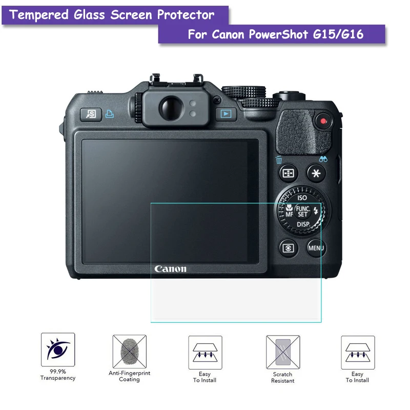 2* 9H Tempered Glass LCD Screen Protector Shield Film For Canon