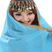 Шифон танец живота лицевая вуаль танцы косынка-шарф головной убор костюмы и Прямая